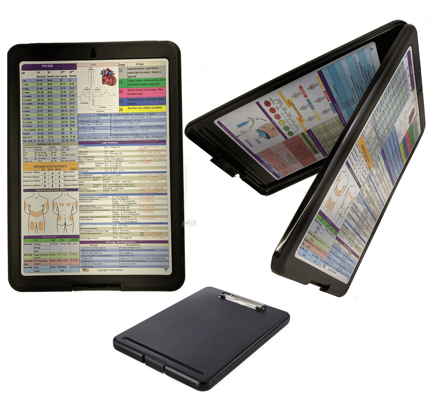 Nursing Clipboard with Storage  -excellent for clinical -BLACK