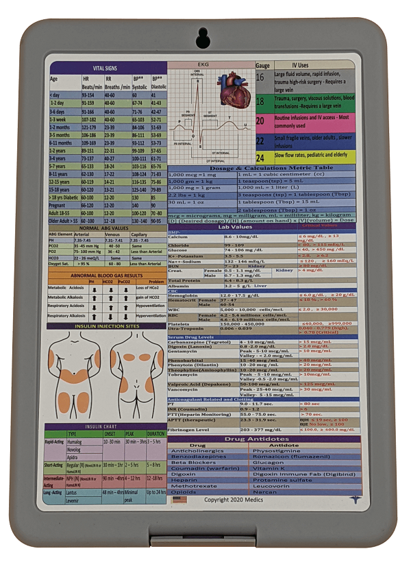 Nursing Clipboard with Storage  -excellent for clinical -GRAY