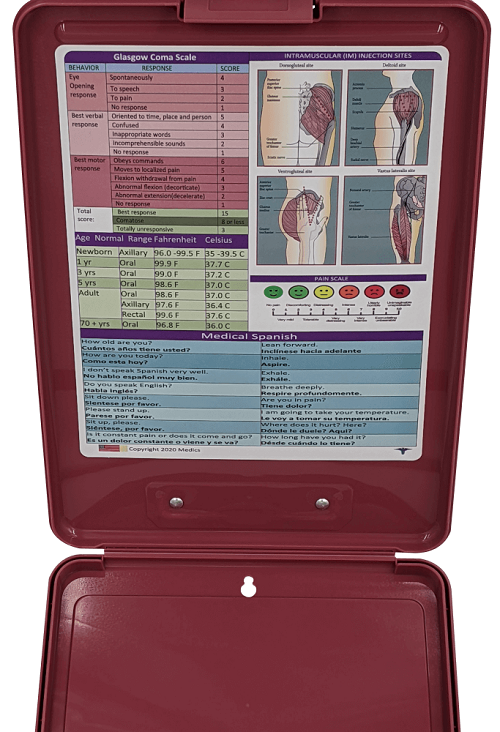 Nursing Clipboard with Storage  -excellent for clinical -RUSTIC RED