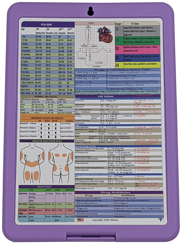 Nursing Clipboard with Storage  -excellent for clinical -PURPLE